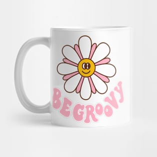 Daisy and text: Be groovy Mug